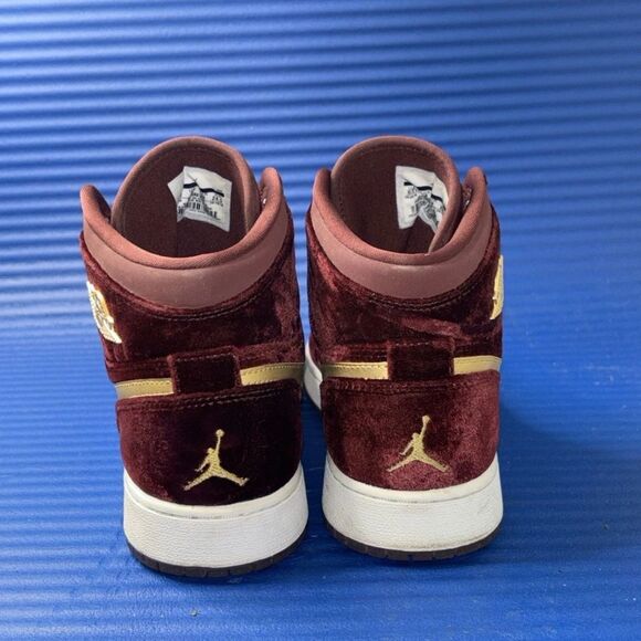 Size 4Y- GS Nike Air Jordan 1 Heiress GG Night Maroon Velvet RARE 2016 W- 5.5 - Picture 7 of 8